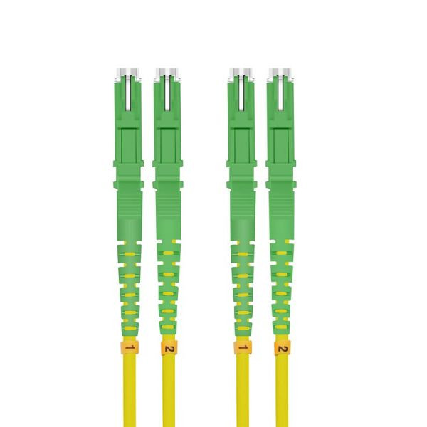 Câble patch fibre optique Helos E2000® APC/E2000® APC (LSH) duplex 9/125µm OS2 jaune 1.0m, 254651