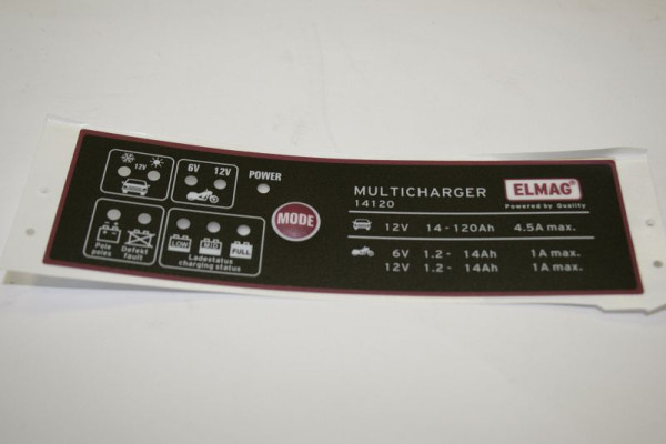 Feuille de clavier ELMAG pour MULTICHARGER 14120, max.1,0/4, 5 A, 9506304