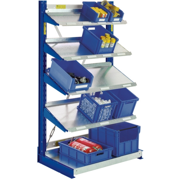 Jeu de rayonnages cantilever BITO /1980x1115x700 NT300 IPE100 TypL G 1 côté RAL5010 sol incliné, C0670-0089