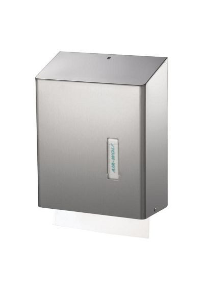 Distributeur d'essuie-mains Air Wolf pour environ 500 essuie-tout pliés, série Omega, H x L x P : 350 x 278 x 133 mm, acier inoxydable revêtu, 29-021