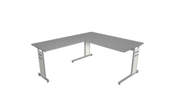 Bureau Kerkmann L 1600 x P 800 x H 680-820 mm avec rallonge/table supplémentaire, forme 4, coloris : graphite, 11409212