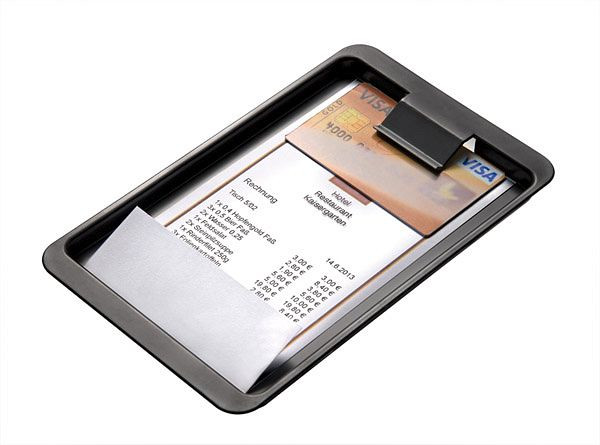 Porte-billets APS, 20 x 12 cm, hauteur : 0,5 cm, ABS, noir, avec clip pour billet, 30108