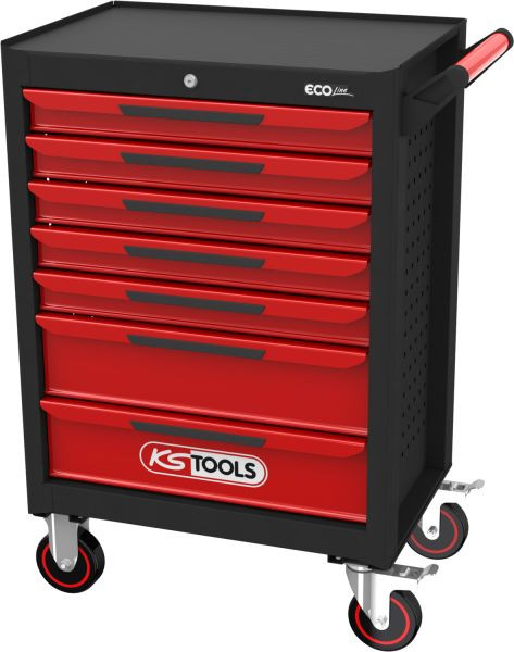 Chariot d'atelier KS Tools ECOline NOIR/ROUGE avec 7 tiroirs, 897.0007