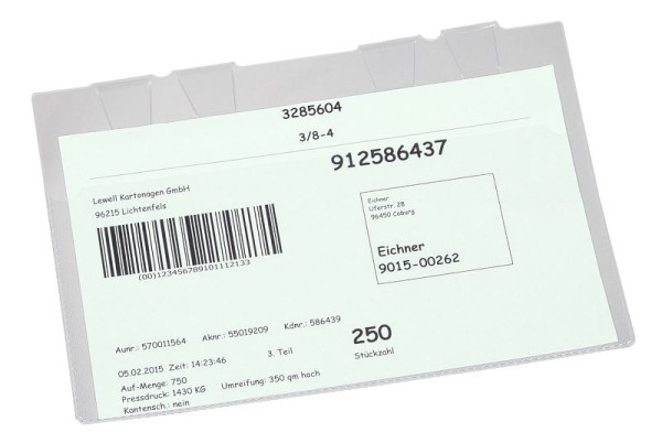 Sac suspendu Eichner, transparent, dimensions : 320 x 225 mm, UE : 10 pièces, 9219-10015