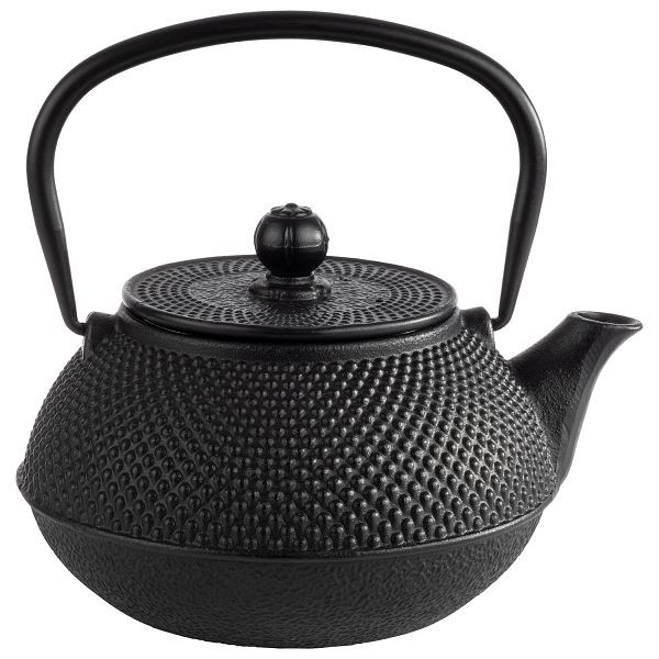 Théière APS -ASIA-, 17 x 14 x 17 cm, fonte, intérieur émaillé, 0,8 litre, noir, avec couvercle amovible, avec passoire à thé, en acier inoxydable, 10995