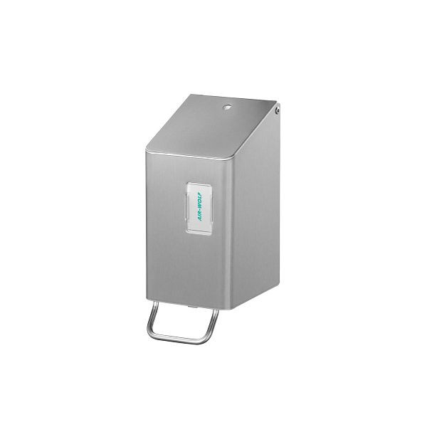 Distributeur de savon et de désinfectant Air Wolf, montage mural, acier inoxydable thermolaqué transparent, 250 ml, série Omega, 29-081