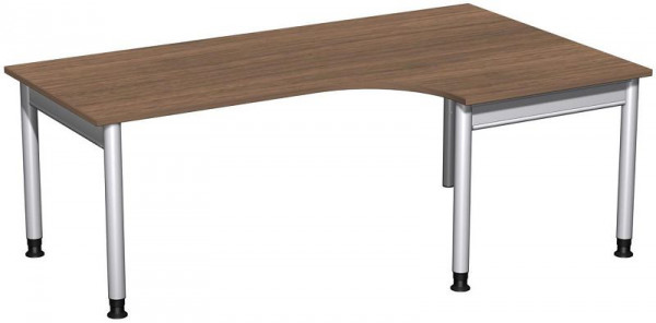 Bureau PC geramöbel droit, réglable en hauteur, 2000x1200x680-820, noyer/argent, N-657321-NS