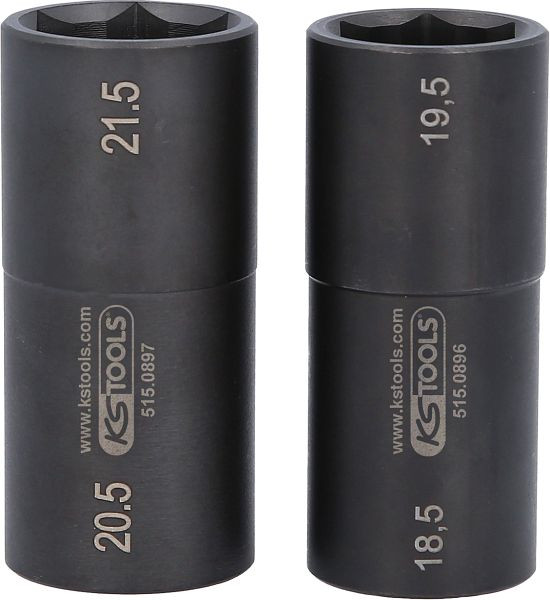 KS Tools Jeu de douilles à chocs spéciales jante en aluminium 1/2" pour Ford, 18,5 / 19,5 / 20,5 / 21,5 mm, 2 pièces, 515.0895