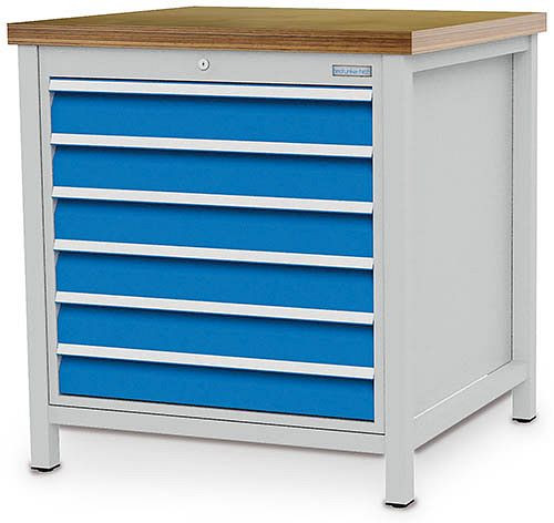 Établi à caisson Bedrunka+Hirth série 810 R24-24, 6x 100 mm, tiroirs à extension totale, 810 x 750 x 859 mm, 03.075.09V
