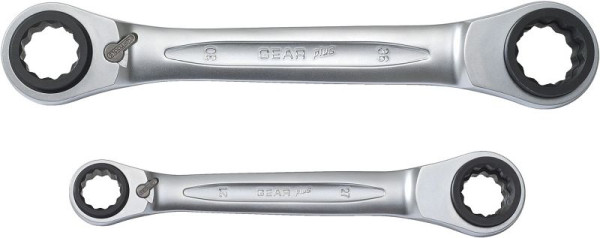 KS Tools Jeu de clés à anneau double à cliquet réversibles GEARplus 4 en 1, 2 pièces 21-34 mm, 503.4550