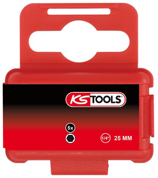 KS Tools Douille hexagonale 1/4", 25 mm, 2 mm, lot de 5, 911.3561