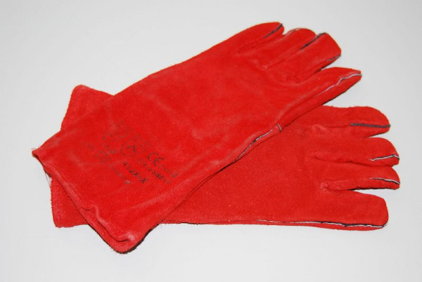 Gants de sablage ELMAG, cuir rouge, 5 doigts, robustes et souples, 21565