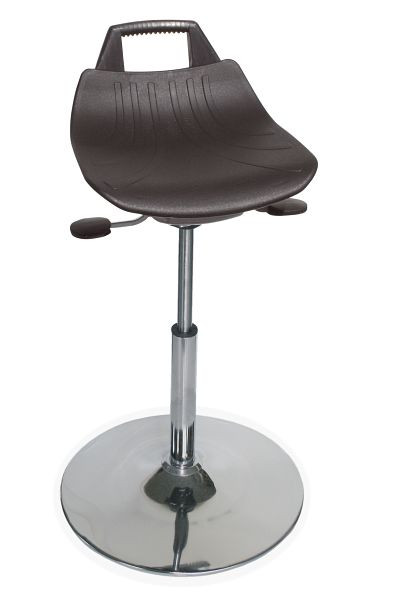 Lotz "Retro-Look" Assise en PP noir, ressort à gaz réglable en hauteur, chromé : 560–820mm, base de plaque, chromée, 3665.87