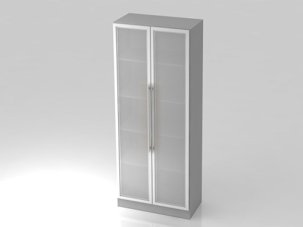 Vitrine Hammerbacher 5OH, panneau de base, poignée de garde-corps, gris/argent, 80x42x200,4 cm (LxPxH), V7100G/5/S/RE