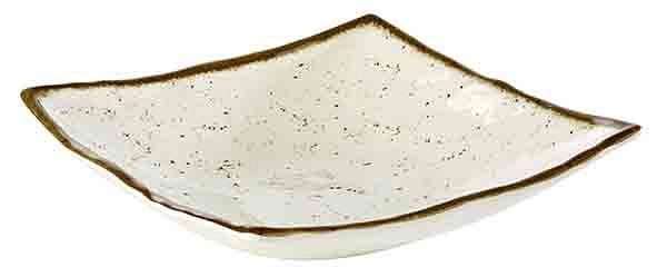 Bol APS -STONE ART-, 24 x 24 cm, hauteur : 6,5 cm, mélamine, intérieur : décor, blanc, bord : marron, 84530