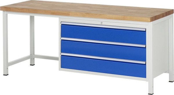 Etabli RAU série 8000 - modèle 8357, L2000 x P700 x H840-1040 mm, base système L1995 x P650 x H800-1000 mm, 03-8357A1-207B4H.11