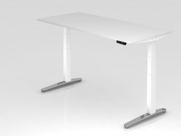 Bureau assis-debout électrique Hammerbacher 180x80cm blanc/blanc, poli, forme rectangulaire, VXBHM19/W/WC