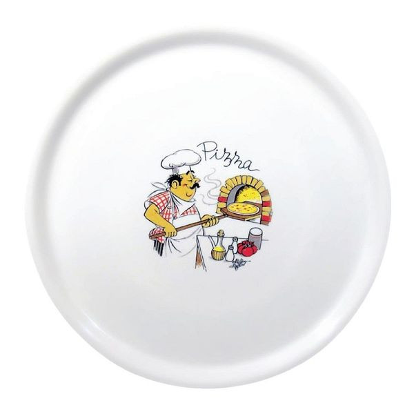 Assiette à pizza en porcelaine Saturnia 33cm avec décoration, DJ959