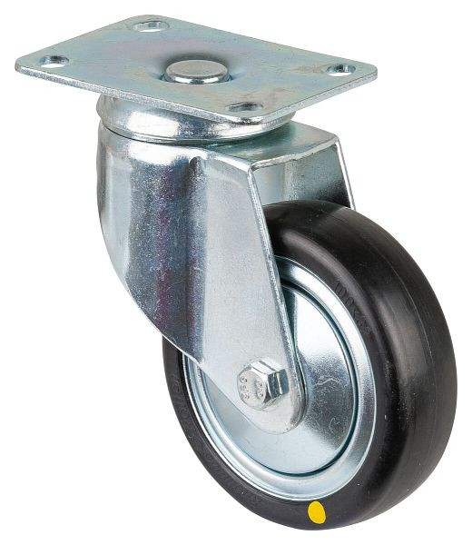 Roulettes BS Roulette pour appareils lourds, largeur 32 mm, Ø100 mm, jusqu'à 80 kg, caoutchouc gris, conducteur d'électricité, corps de roue en plastique, roulement à billes, plaque, C100.A89.100