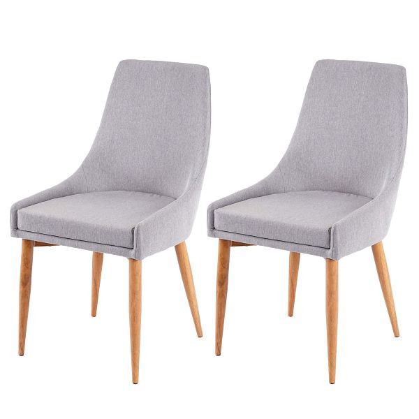 Mendler Lot de 2 chaises de salle à manger HWC-B44 II, chaise chaise de cuisine design rétro, tissu/textile gris, 64195