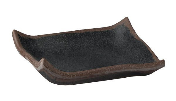 Plateau APS -MARONE-, 14,5 x 14,5 cm, hauteur : 2 cm, mélamine, noir, avec bord marron, 84103