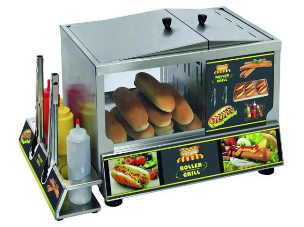 ROLLER GRILL Station à Hot Dog HDS 60, 2 compartiments, capacité : 60 saucisses/heure, 30 rouleaux, inox intérieur & extérieur + verre, HDS60