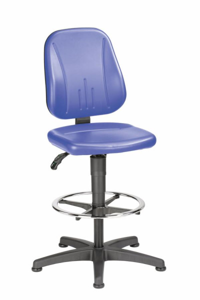bimos Unitec avec patins et repose-pieds et cuir artificiel bleu, hauteur d'assise 580-850 mm, 9651-0562