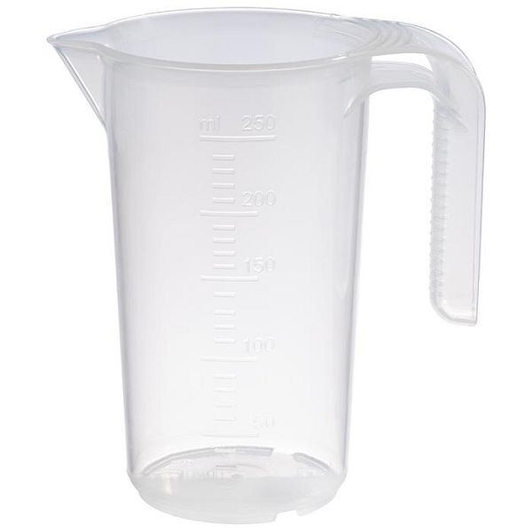Verre doseur APS, Ø 9 cm, hauteur : 14 cm, 0,25 litre, polypropylène, avec anse fermée, échelle de mesure en relief à l'extérieur, 30059