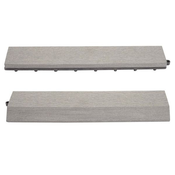 Mendler lot de 2 bandes d'extrémité pour carrelage WPC Rhône, profilé d'extrémité, terrasse aspect bois, gris droit sans crochets, 65098