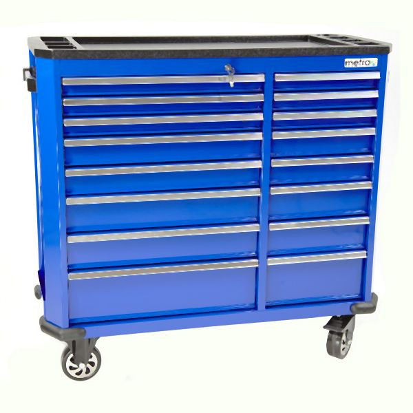 Chariot à outils Metra, 16 tiroirs, série Professional, bleu, 10265