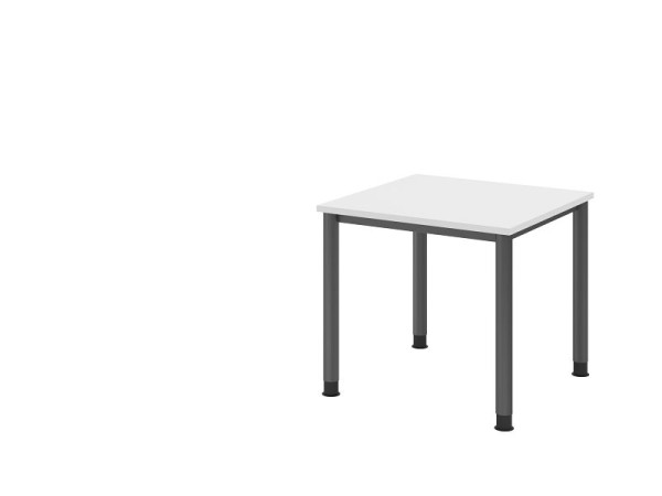 Bureau Hammerbacher HS08, 80 x 80 cm, plateau : blanc, épaisseur 25 mm, structure à 4 pieds en graphite, hauteur de travail 68,5-81 cm, VHS08/W/G