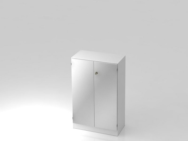 Armoire Hammerbacher 3OH avec panneau de base poignée rayée blanc/argent, 80x42x127 cm (LxPxH), V6550/W/S/SG