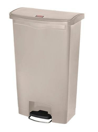 Poubelle de tri sélectif DENIOS en polyéthylène (PE), pédale sur le côté large, 68 litres, beige, 242-405