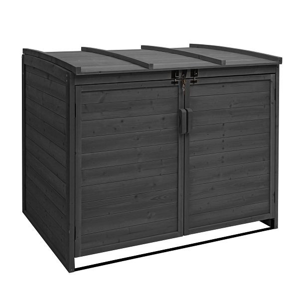 Mendler XL 2-/4-habillage de poubelle à roulettes HWC-H75, boîte à poubelle à roulettes, extensible 116x66x92cm bois, anthracite, 74017