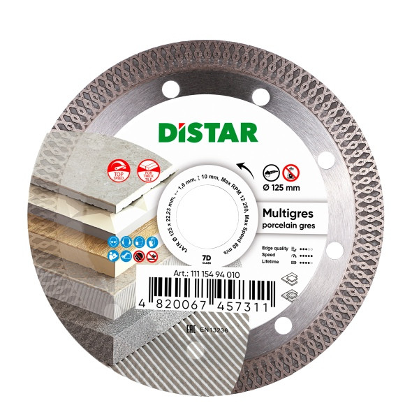 Disque à tronçonner diamanté Distar 1A1R 125 Multigres, 11115494010