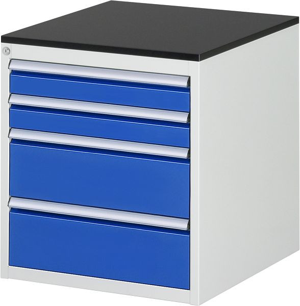 Armoire à tiroirs RAU série 7000, L580 x P650 x H640 mm, 4 x dimensions de tiroirs L 2xH90, 2xH180 mm, plan de travail avec revêtement en résine mélamine, 03-L3.1A-M.11