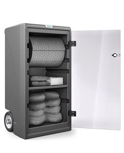 Kit d'urgence DENSORB avec tapis absorbants dans le Caddy Small, version universelle, 270-392