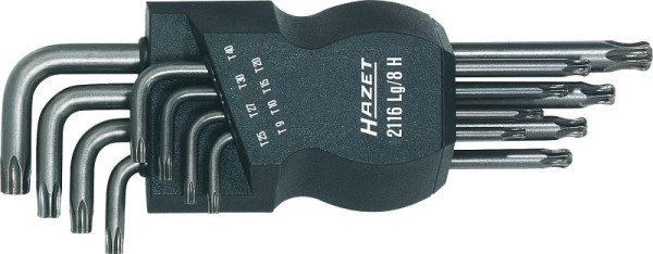 Jeu de tournevis coudés Hazet, profil TORX® intérieur, pour profil TORX® intérieur T 9, T 10, T 15, T 20, T 25, T 27, T 30, T 40, avec tête sphérique, 2116LG/8H