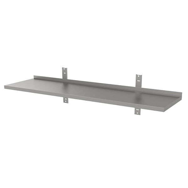 Étagère murale Gastro-Inox en acier inoxydable AISI 430, 800x400mm, avec 2 supports d'étagère et 2 supports muraux, 303.202