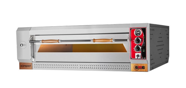 Four à pizza GMG Compact S, 6x Ø 35 cm, 8 kW 400V, empilable, avec socle en briques réfractaires, 1 chambre de cuisson, PCS10570E