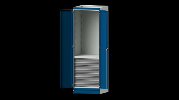 Établis ANKE armoire de base système d'armoires modulaires, modèle 101, 715 x 720 x 2200 mm, boîtier vide avec portes, RAL 7035/5010, 631.003