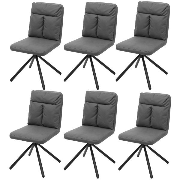 Mendler HWC-G58 ensemble de 6 chaises de salle à manger, chaises de cuisine, textile/tissu à positionnement automatique pivotant, gris, 6x71735