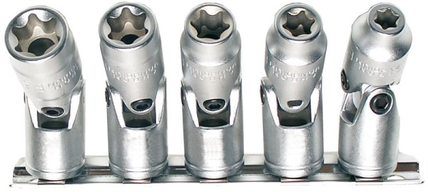 Inserts pour clés à douille SW-Stahl, profil E, E6-E14, avec articulation, 5 pièces, 04461L
