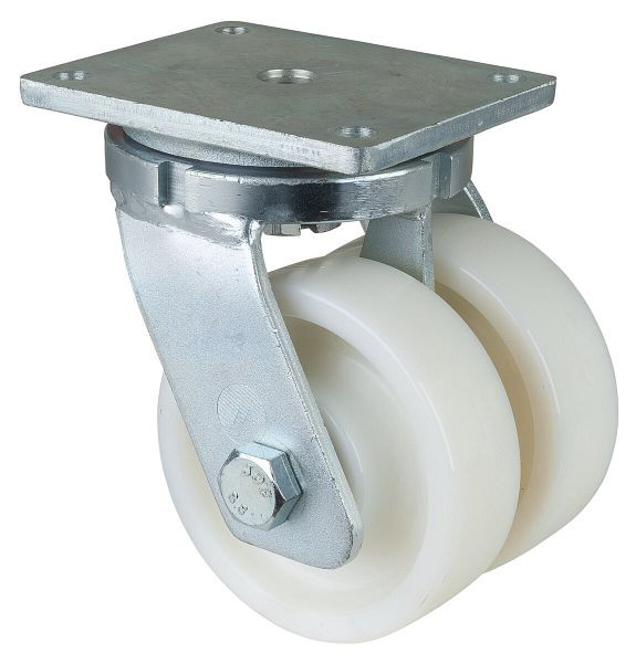Roulettes BS Roulette double pour charges lourdes, largeur de roue 2x48 mm, Ø roue 150 mm, capacité de charge 1800 kg, bande de roulement/corps de roue plastique, roulements à billes, S100.B15.151