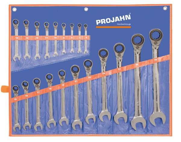 Jeu de clés Projahn GearTech, pochette enroulable commutable 20 pièces, 3501