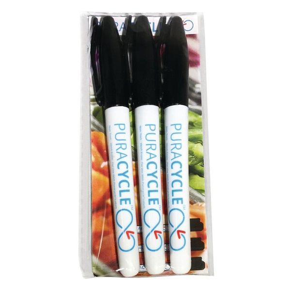 Lot de 3 marqueurs permanents non toxiques Puracycle, noir, FB284