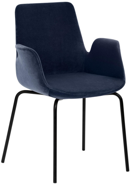 Fauteuil Mayer Sitzmöbel , structure à 4 pieds, revêtement en poudre noir, bleu foncé, 2009_V3_30602