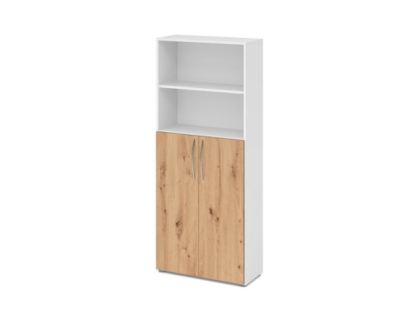 Hammerbacher étagère 5OH, 3OH portes en dessous BM blanc/chêne noué, V4770/W/R/BM