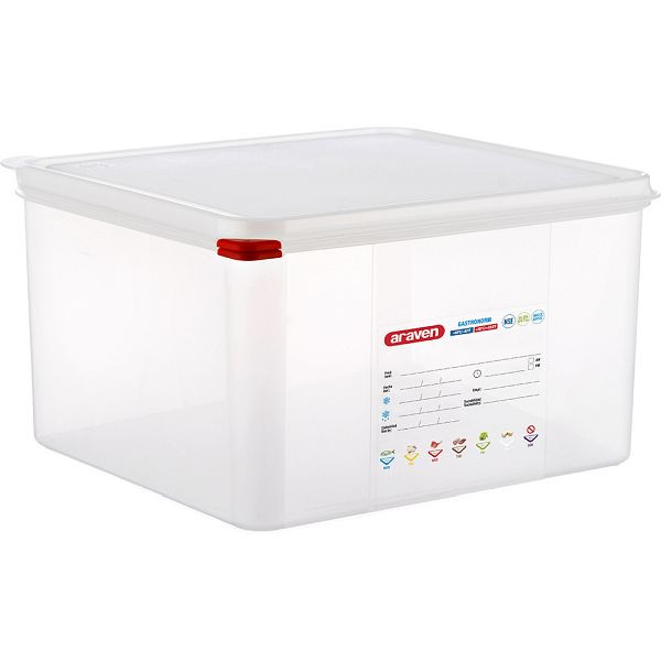 Araven Bac Gastronorm avec couvercle, polypropylène, GN 2/3 (200 mm), GN1623200