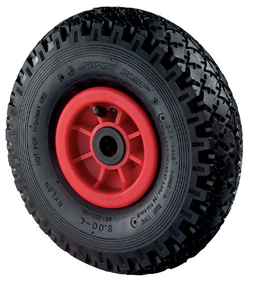 Roue pneumatique à roulettes BS, largeur de roue 85 mm, Ø roue 260 mm, capacité de charge 170 kg, bande de roulement en caoutchouc noir, corps de roue en plastique, roulement à rouleaux, D15.267